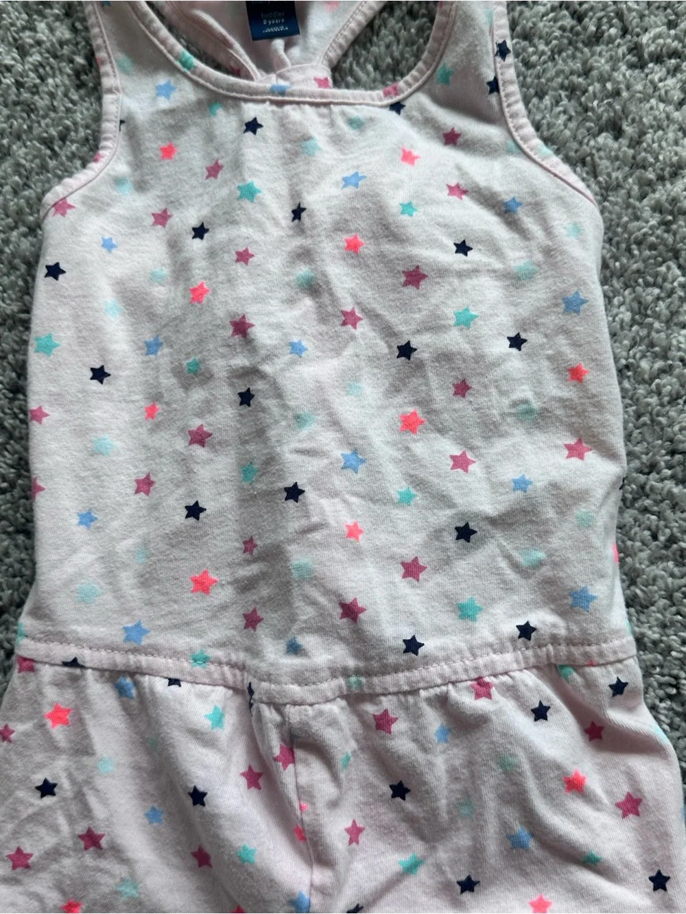 Baby Gap Toddler Girl 2T Light Pink Star Print Racerback Summer Romper